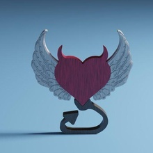 diaboliquement mignonne cœur ornement l'amour ange diable cadeau facile impression bois diabolique 3d print model - Mito3D