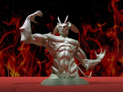 devilman v2 bust character tarabella zbrush sculptures 3d print model - Mito3D