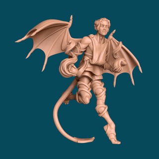 dew tiefling wingman - dnd miniature pre supported 3d print model - Mito3D