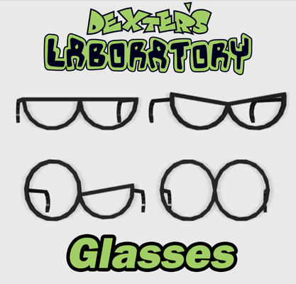 dexter laboratorio lentes moda dexters dibujos animados red 2d arte arte fan polly cosplay convención ciencias científico logo vector infancia juego vídeo 3d print model - Mito3D