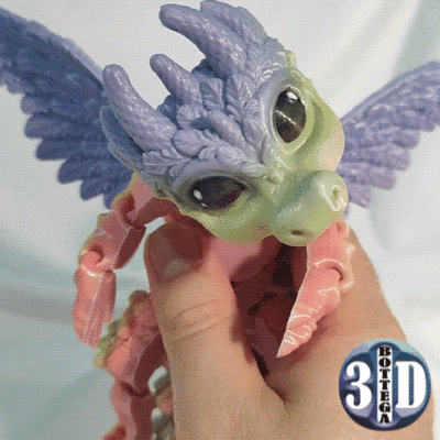 deyva winged baby dragon articulated flexy toy multicolor pet reptile fun flexi mushroom flexible art no supports print in place cute wings 3d print model - Mito3D