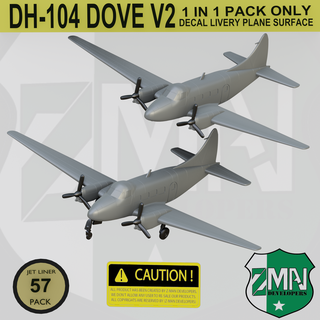 dh-104 dove v2 vintage aircraft dh104 twin star propller passenger military plane airplane jet 1 200 resin sla fdm e110 e111 zmanora 3d print model - Mito3D