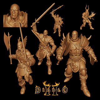 diablo ii - barbarian warrior brute slayer hero winged horned armor fantasy 3d print model - Mito3D
