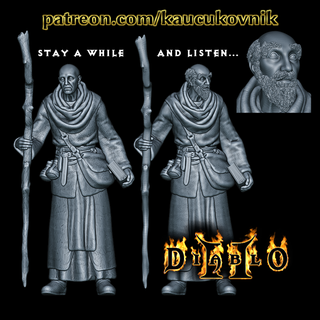 diablo ii npcs - deckard cain sage wizard spellcaster sorcerer hermit wise storyteller loremaster 3d print model - Mito3D