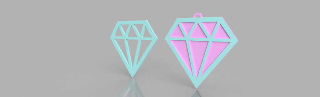 diamante colgante diamantes colgante arete 3d print model - Mito3D