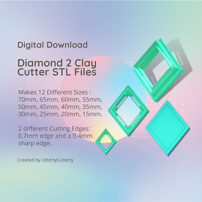 diamond 2 frame border clay cutter - geometric stl digital file download- 12 sizes versions earring polymer embossed hexagon utterlycutterly utterly cutterly cookie fondant organic shape indie fashion 3d print model - Mito3D
