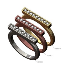 diamond bar ring sizes 6 7 8 3d print model jewelry printable gold silver jewellery luxury fashion sterling band wire stacker modern rings 3d print model - Mito3D
