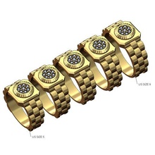 diamond bezel cluster presidentail link ring sizes 5to9 3d print model jewelry signet watch rolex printable gold silver jewellery luxury presidential bling 3d print model - Mito3D