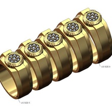 Diamant Lünette trat rechteckig Signet Größen 5to9 3d drucken Modell Schmuck Ring Cluster Herren sehen Rolex Mode druckbar Gold Silber 3d print model - Mito3D