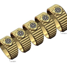 diamante bisel reloj Moda banda tamaños 5to9 3d impresión modelo joyería joya rolex anillo imprimible oro plata lujo costoso caballeros 3d print model - Mito3D