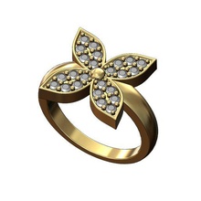diamante flor estrella Moda anillo tamaños 6to9 3d impresión modelo joyería joya Luis Vuitton lv imprimible oro plata 3d print model - Mito3D