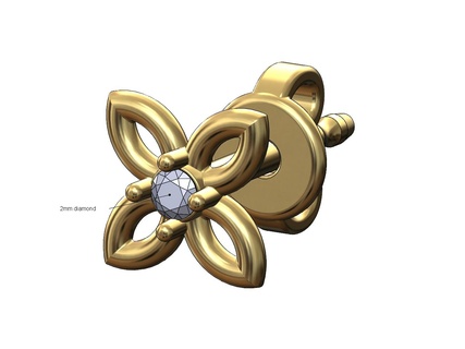 diamante celtico fiore perno orecchino 3d Stampa modello norvegese nodo gaelico gioielleria oro argento geometrico stampabile vichingo Vintage antico 3d print model - Mito3D