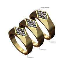 diamant Chamfred coins bague tailles 6 7 8 3d impression modèle 3d print model - Mito3D