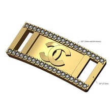 diamante chanel logo braccialetto etichetta 3d Stampa modello gioielleria lusso stampabile argento piatto bling moda oro 3d print model - Mito3D