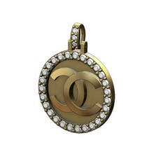 diamond chanel logo pendant 3d print model jewelry printable sign gold silver ornament jewellery fashion luxury accessories symbol necklace sterling bling swag pendants 3d print model - Mito3D