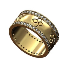 diamante trébol grabado banda tamaños 6 7 8 3d impresión modelo joyería joya anillo Boda compromiso Moda cuatrifolio imprimible 3d print model - Mito3D