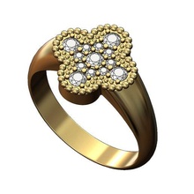 diamante trébol conformado anillo talón adornos tamaños 6 7 8 3d impresión modelo joyería joya cuatrifolio banda imprimible oro plata Moda lujo libra esterlina 3d print model - Mito3D