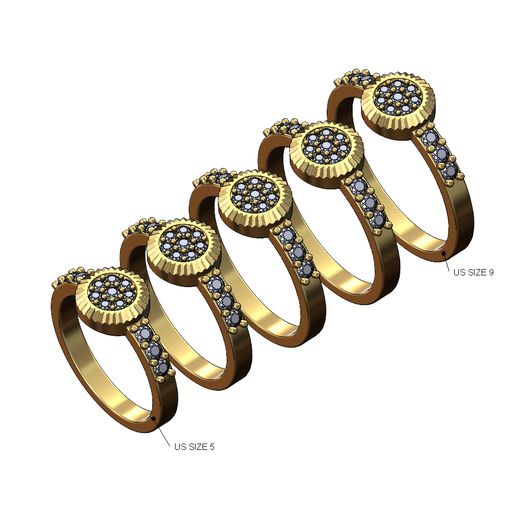 diamante rolex moldura anel tamanhos 5to9 3d impressão modelo joalheria imprimível ouro prata jóias luxo bling clássico declaração 3D print model - Mito3D