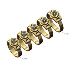 diamante racimo reloj anillo tamaños 5to9 3d impresión modelo joyería joya imprimible oro plata sello Moda lujo rolex 3d print model - Mito3D