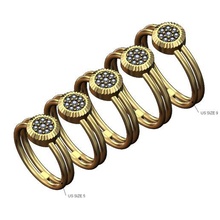 diamante racimo cable anillo tamaños 5to9 3d impresión modelo joyería joya imprimible oro plata Moda lujo rolex bisel declaración 3d print model - Mito3D