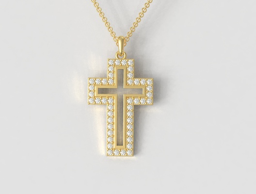 diamant croos anhänger schmuck paulorani liebe jesus kreuz halskette 3d print model - Mito3D