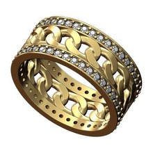 Diamant kubanisch Verknüpfung Band Größen 6 7 8 3d drucken Modell Schmuck Ring Gold druckbar Mode Silber Kette Sterling Kuba 3d print model - Mito3D