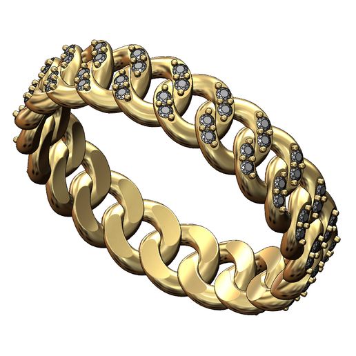 diamond cuban link band sizes 6to9 3d print model jewelry ring gold printable jewellery fashion silver chain sterling stackable bling cuba rings 3D print model - Mito3D