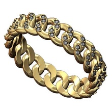 diamante cubano ligação banda tamanhos 6to9 3d impressão modelo joalheria anel ouro imprimível jóias moda prata esterlina empilhável bling 3d print model - Mito3D