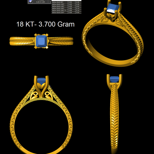 diamante corte anel joalheria ouro solitário 3D print model - Mito3D