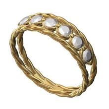 diamante doble fila cuerda banda us tamaños 6 7 8 3d impresión modelo Boda compromiso anillo Moda joyería joya imprimible oro plata lujo vendimia cable 3d print model - Mito3D
