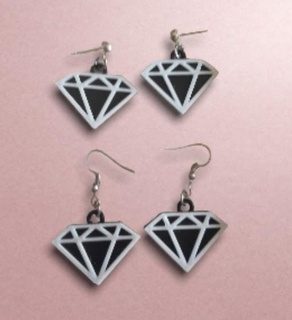 diamond earrings hoops fun 3d print model - Mito3D