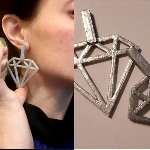 diamond earrings jewelry earring 3D print model - Mito3D
