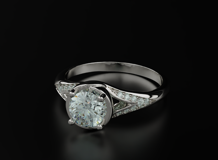 diamant engagement bague 560 3dprinted conception mode or d'or bijou bijoux impression imprimable prototypage anneaux argent 3d print model - Mito3D