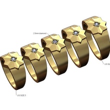 diamond faceted oriental star ring sizes 5to9 3d print model jewelry arabic islaminc jewish signet fashion printable gold silver jewellery statement 3d print model - Mito3D
