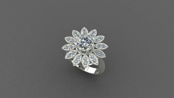 diamante flor anillo 6mm joyería joya anillos 3d print model - Mito3D