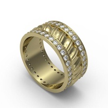 diamante francés frontera anillo Talla 6 7 8 3d impresión modelo joyería joya Moda imprimible oro plata lujo banda Boda compromiso 3d print model - Mito3D