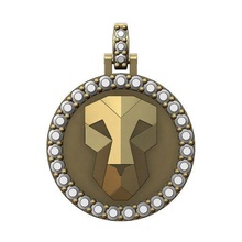 diamante geométrico león cara colgante pendiente 3d impresión modelo joyería joya imprimible oro plata collar moneda lujo estilo hip hop costoso encanto facetado 3d print model - Mito3D