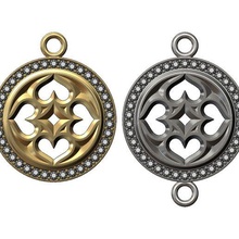 diamond gothic heart motif pendant bracelet charm 3d print model jewelry printable gold silver necklace 3d print model - Mito3D