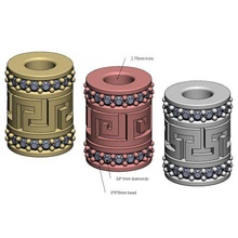 diamond greek key tube beads charms 3d print model 3d print model - Mito3D
