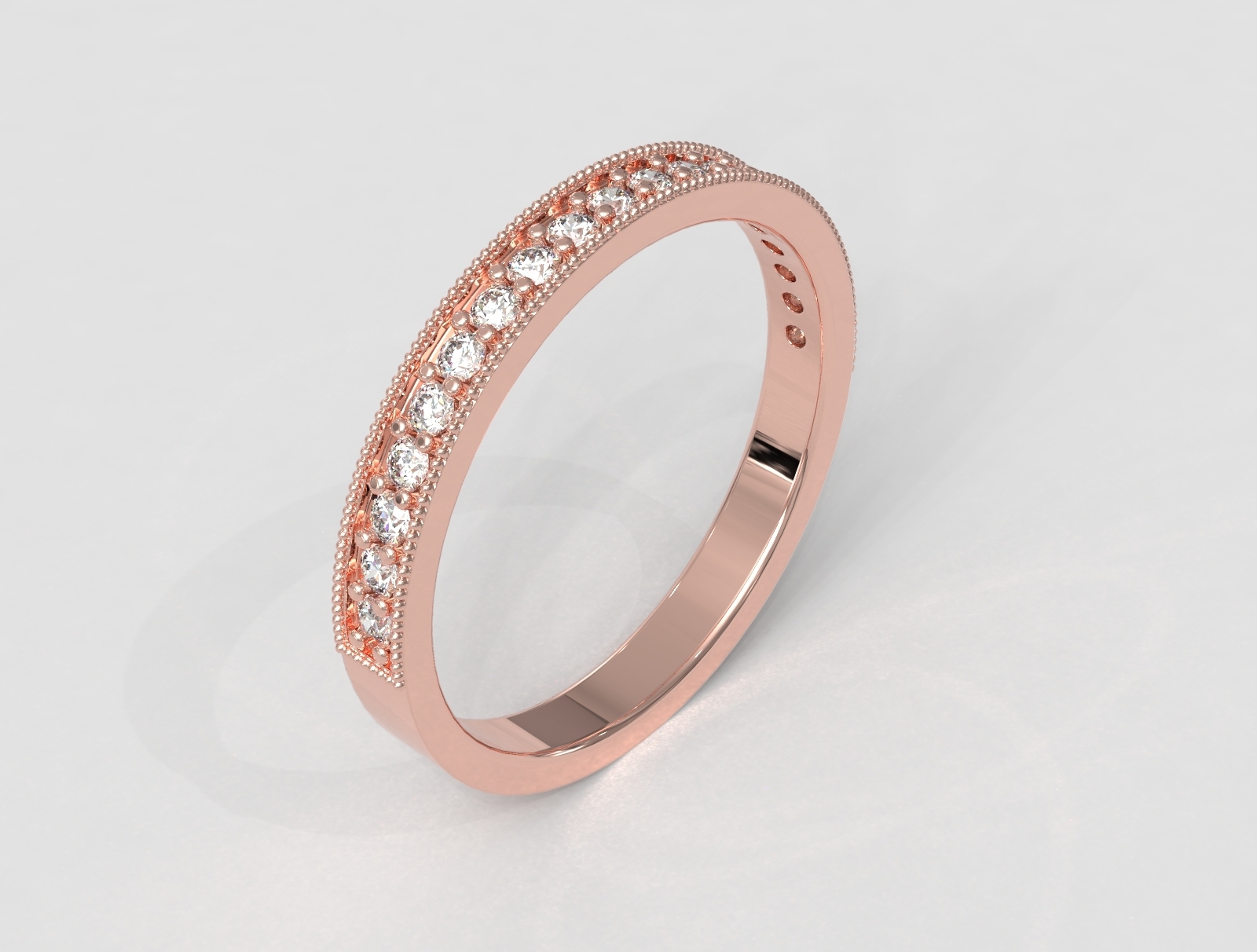 diamond half band Jewelry ring rings gold jewelry pauloranieri fashion classic modern silver wedding gemstone jewellery 3D print model - Mito3D