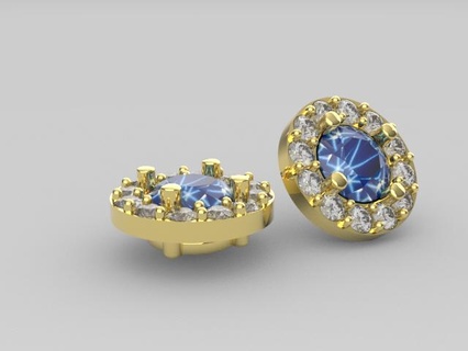diamond halo earrings earrings diamonds sapphire  3d print model - Mito3D
