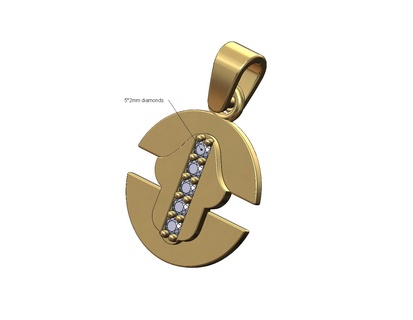 elmas el fatima Bölünmüş yuvarlak kolye kefalet 3d Yazdır model hamsa Hamssa cazibe takı yazdırılabilir mücevher bilezik altın gümüş moda khmissa 3d print model - Mito3D