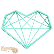 diamond heart cookie cutter & stamp 3d print model - Mito3D