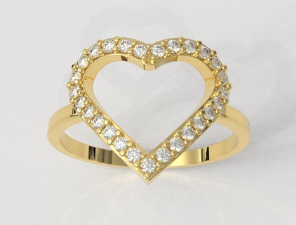 diamante coração anel joalheria argolas ouro paulorani moda clássico moderno prata amar jóias 3d print model - Mito3D