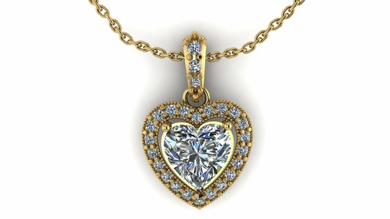 diamante cuore forma alone pendente 3d stampabile modello gioielleria 3dprinted design moda oro d'oro gioiello Stampa stampa prototipazione argento 3d print model - Mito3D