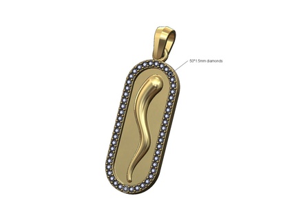 diamond italian horn slot pendant bail 3d print model Jewelry religious iced bling fashion gold silver jewelry printable charm jewellery cornetto oblong 3d print model - Mito3D