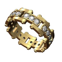 diamante Enlaces banda tornillo motivos us Talla 9 3d impresión modelo anillo joyería joya imprimible oro plata libra esterlina lujo reloj enlace compromiso 3d print model - Mito3D