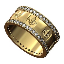 diamante lys flor motivo banda tamaños 6 7 8 3d impresión modelo joyería joya anillo Moda imprimible oro plata libra esterlina heráldico 3d print model - Mito3D