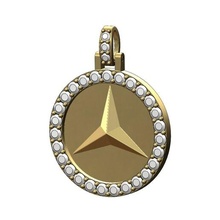 Diamant Mercedes Benz Logo Anhänger 3d drucken Modell Schmuck druckbar Gold Silber gravierbar Halskette Münze Luxus Beute HipHop bling Rap Charme 3d print model - Mito3D