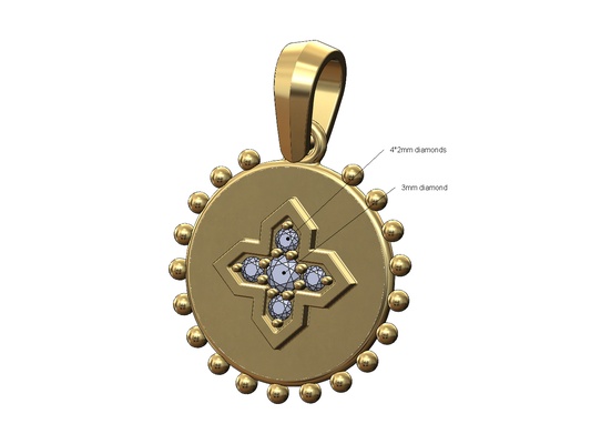 diamant marocain maltais étoile fleur perlé pendentif charme 3d impression modèle perle bijoux imprimable or argent collier caution ancien bracelet 3d print model - Mito3D